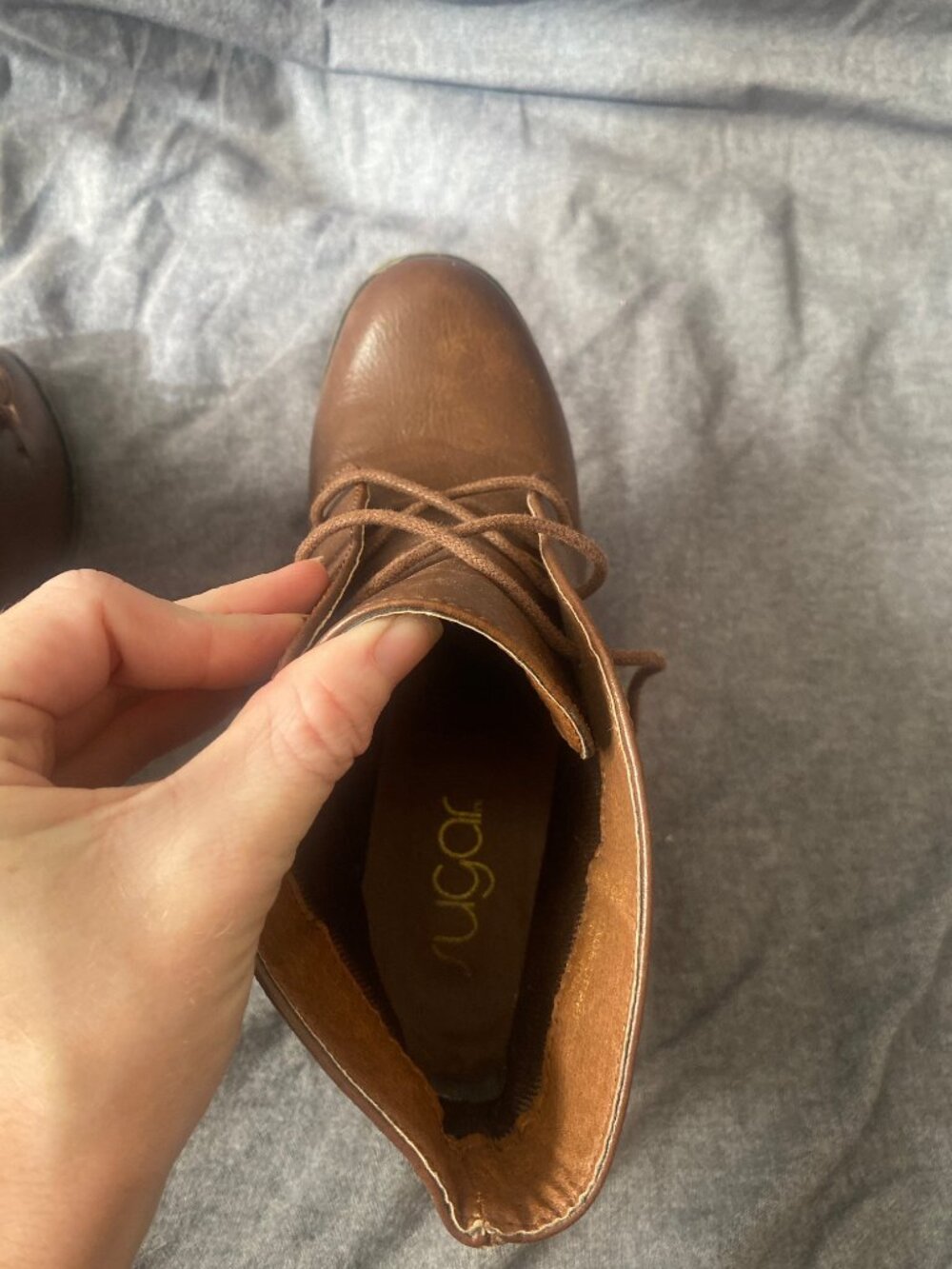 Sugar Brown Lace-Up Ankles Booties - Picture 4 of 4
